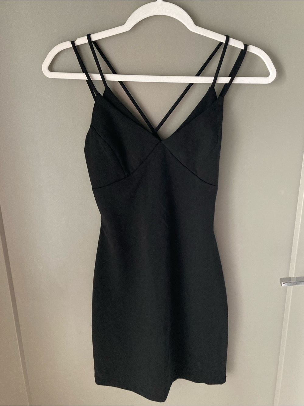 Fashion Nova Black Strappy V-Neck Mini Dress